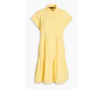 Harrow tiered cotton-blend seersucker mini shirt dress - Yellow