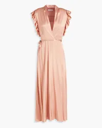 Les Héroïnes by Vanessa Cocchiaro The Glady ruffle-trimmed satin-crepe midi dress - Pink Pink