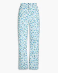 RE/DONE 70s floral-print cotton-canvas bootcut pants - Blue Blue