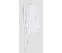 Asymmetric gathered cotton-poplin maxi shirt dress - White