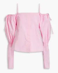 REJINA PYO Bay cold-shoulder cotton-poplin top - Pink Pink