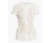 Corded lace peplum top - White