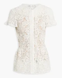 Oscar de la Renta Corded lace peplum top - White White