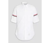 Striped grosgrain-trimmed cotton-poplin shirt - White