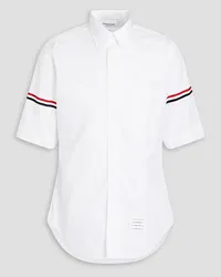 Thom Browne Striped grosgrain-trimmed cotton-poplin shirt - White White