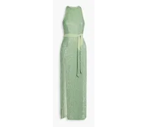 Tzilly belted sequined chiffon maxi dress - Green
