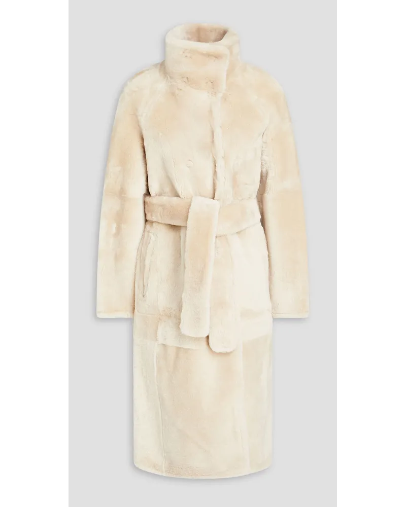 Yves Salomon Belted shearling coat - White White