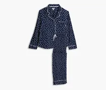 Polka-dot stretch-jersey pajama set - Blue