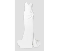 Strapless ruched crepe gown - White