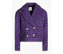 Simona double-breasted bouclé-tweed blazer - Purple