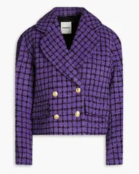 Sandro Double-breasted bouclé-tweed blazer - Purple Purple