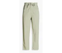 Dewis cotton and linen-blend twill tapered pants - Green
