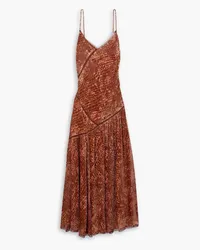 Ulla Johnson Elodie silk-trimmed devoré-velvet midi dress - Brown Brown