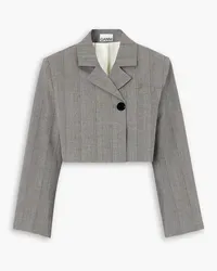 Ganni Cropped herringbone blazer - Gray Gray