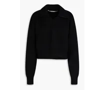 Wool-blend polo sweater - Black