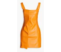 Inara ruffled vegan leather mini dress - Orange