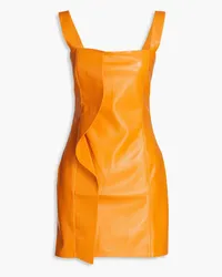 Nanushka Inara ruffled vegan leather mini dress - Orange Orange