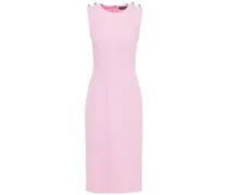 Floral-appliquéd wool-crepe dress - Pink