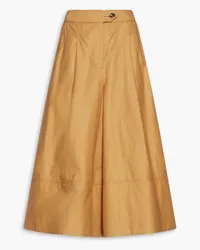 Zimmermann Pleated slub cotton culottes - Brown Brown