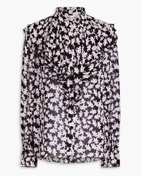 Diane von Furstenberg Maryse ruffled printed georgette blouse - Black Black