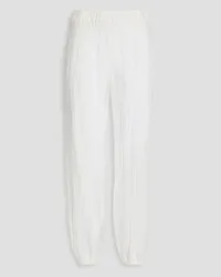 Tory Burch Crinkled ramie and cotton-blend gauze tapered pants - White White