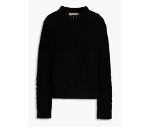 Cable-knit wool sweater - Black