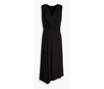 Wrap-effect draped cady midi dress - Black