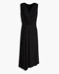 Alberta Ferretti Wrap-effect draped cady midi dress - Black Black