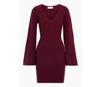 Twisted ribbed wool and cashmere-blend mini dress - Burgundy