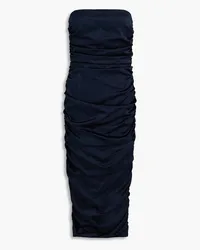 Veronica Beard Kupa strapless stretch-silk satin midi dress - Blue Blue