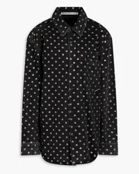 Alexander Wang Crystal-embellished denim shirt - Gray Gray