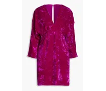 Cutout crushed-velvet mini dress - Purple