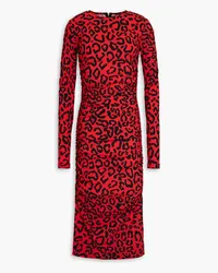 Dolce & Gabbana Ruched leopard-print jersey midi dress - Red Red