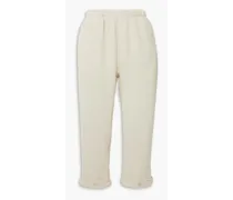 Cropped French cotton-terry track pants - White