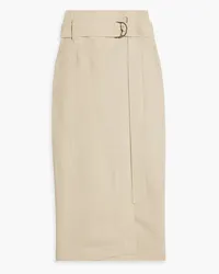 Brunello Cucinelli Belted twill midi wrap skirt - Neutral Neutral