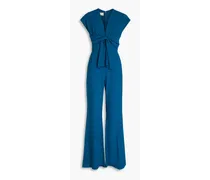 Knotted crepe wide-leg jumpsuit - Blue