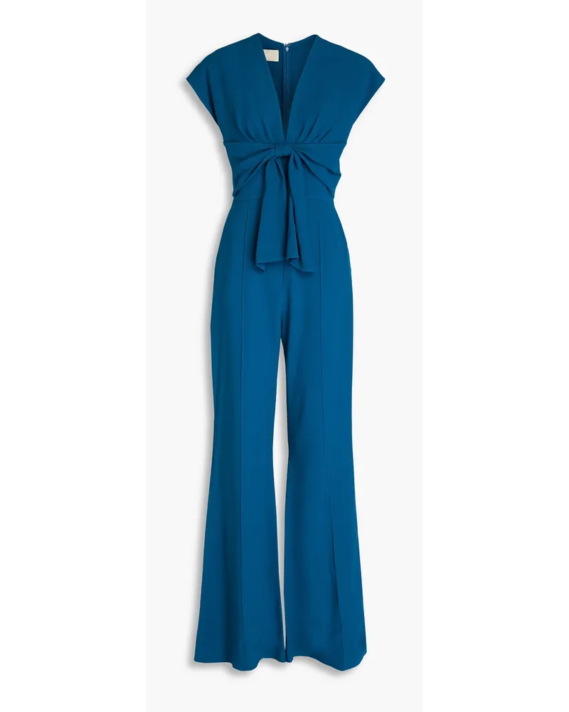 Elie Saab Knotted crepe wide-leg jumpsuit - Blue Blue