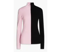 Sylvie two-tone ribbed-knit half-zip sweater - Pink