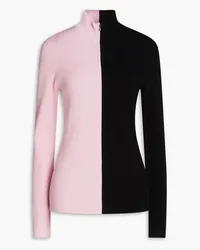 Stine Goya Sylvie two-tone ribbed-knit half-zip sweater - Pink Pink