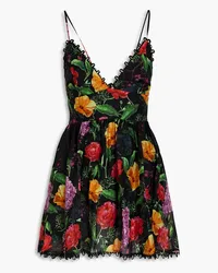 Charo Ruiz Issya floral-print cotton-blend voile mini dress - Black Black