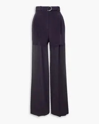 Peter Do Belted paneled silk-blend satin and silk-chiffon wide-leg pants - Purple Purple