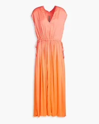 Raquel Allegra Daydream dégradé gathered satin-crepe maxi dress - Orange Orange