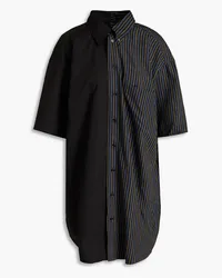 Maison Margiela Oversized striped mousseline-paneled cotton-poplin shirt - Black Black