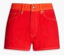 Two-tone denim shorts - Red