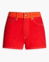 Ganni Two-tone denim shorts - Red Red