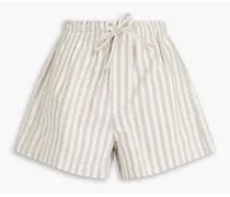 Striped cotton shorts - Neutral