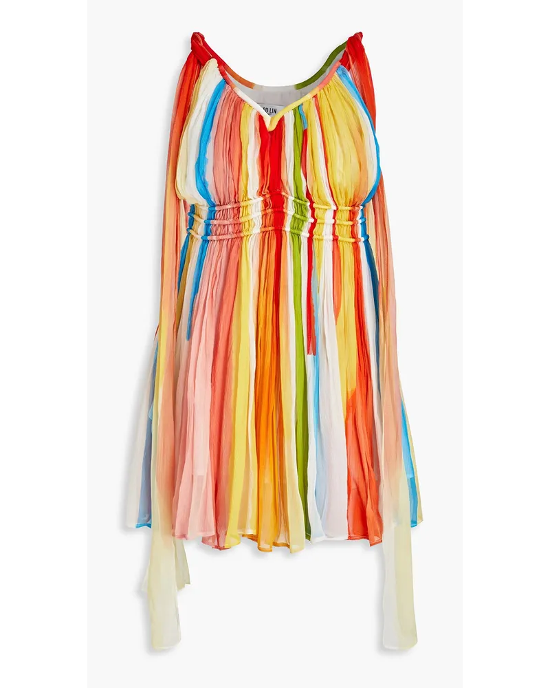 Striped silk-crepon mini dress - Multicolor