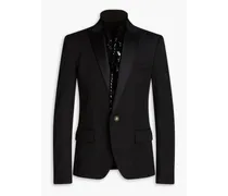 Balmain Sequin-embellished grain de poudre wool blazer - Black Black