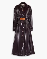 Tory Burch Leather-trimmed belted vinyl trench coat - Purple Purple