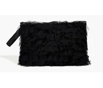 Ruffled mesh pouch - Black